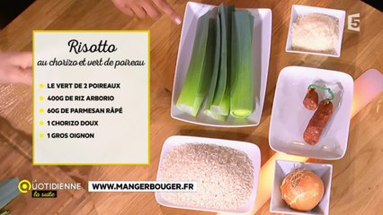 La recette du jour : risotto de vert de poireau et chorizo