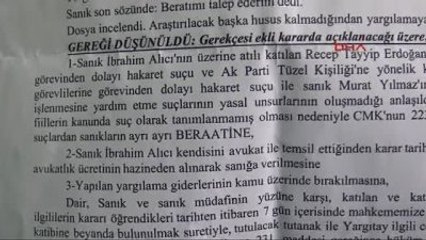 Osmaniye Erdoğan'a Hakaretten Yargılanan Alıcı Beraat Etti