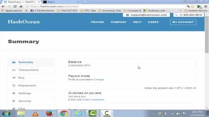 اثبات الدفع الثاني من الموقع الاستثماري HashOcean بقيمة O,01 BTC