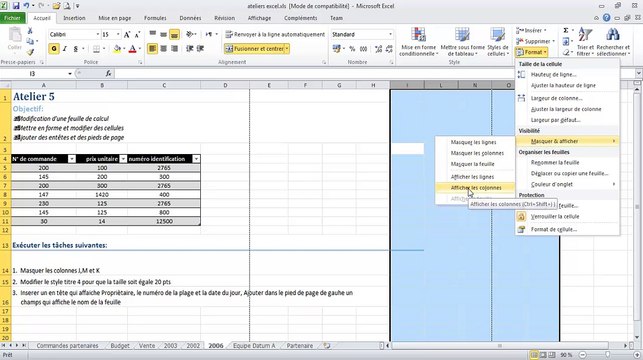 comment inserer les entets et pieds de pages et appliquer le mise en forme des cellules formation facile
