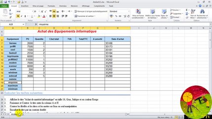 commnet calculer sous excel, ajourt et deplacement des donnees
