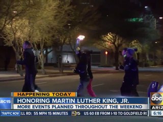 Students honoring Martin Luther King, Jr. with torch run