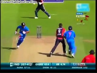 MS Dhoni hits James Anderson Rugby style who tries to tackle msd - YouTube