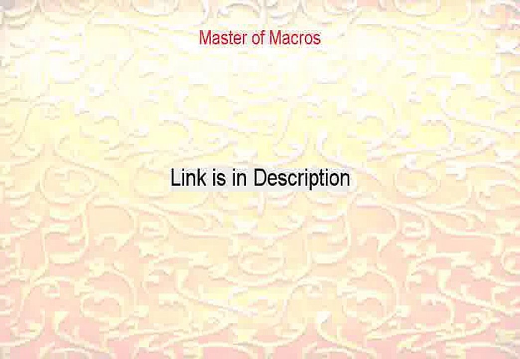 Master of Macros Review - master macros excel
