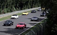 40 Ferrari F12 berlinettas en el circuito de Nurburgring