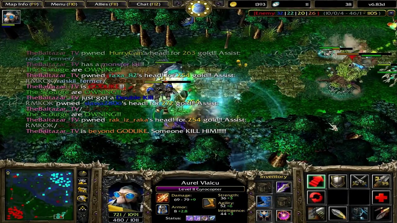 Dota Gameplay - Gyrocopter [Triple Kill]