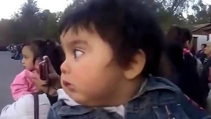 baby getting scared of band voice