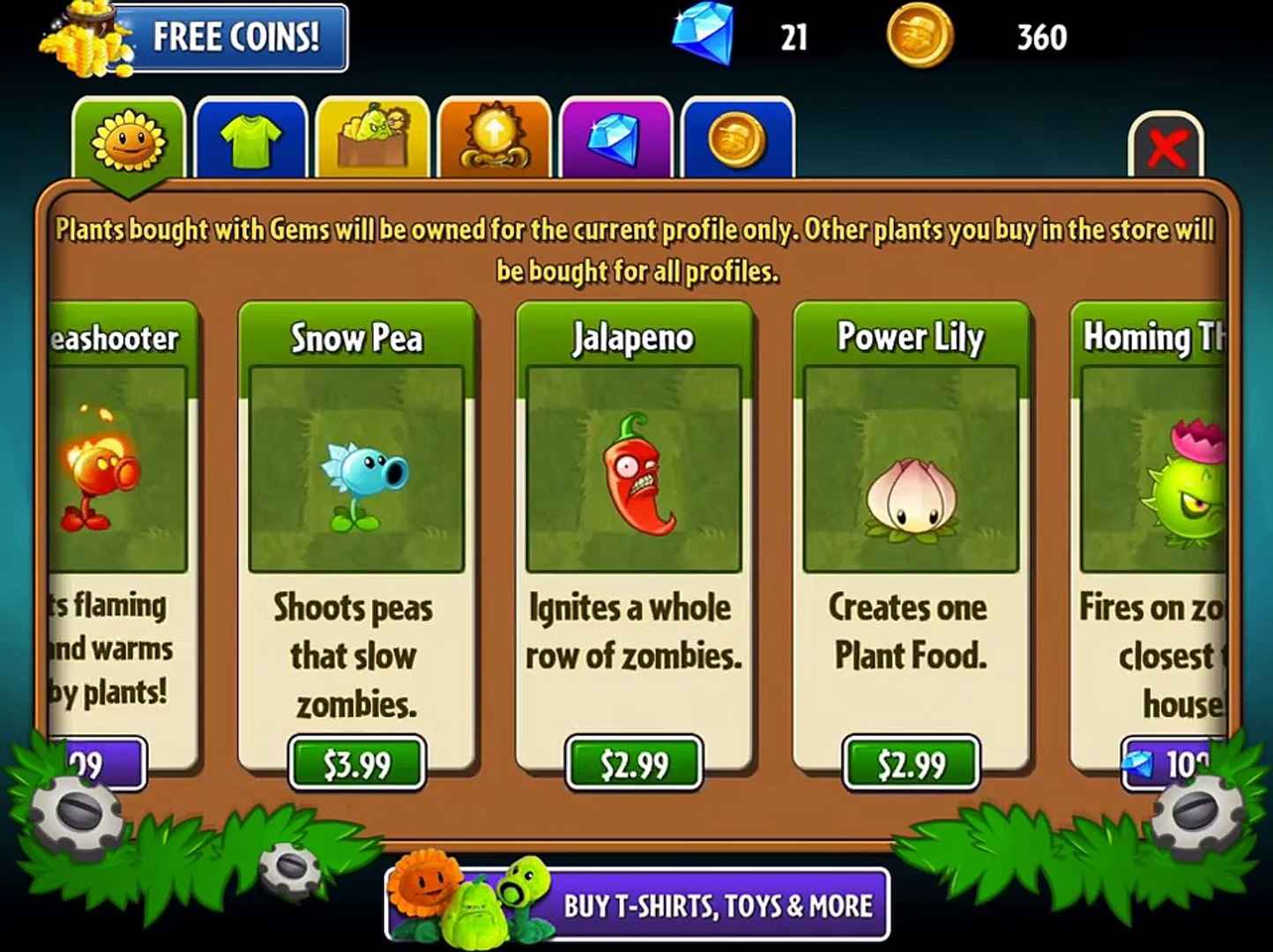 HACK Plants vs Zombies 2 - Purchased all Plants, Coins and Gems! -  Dailymotion Video