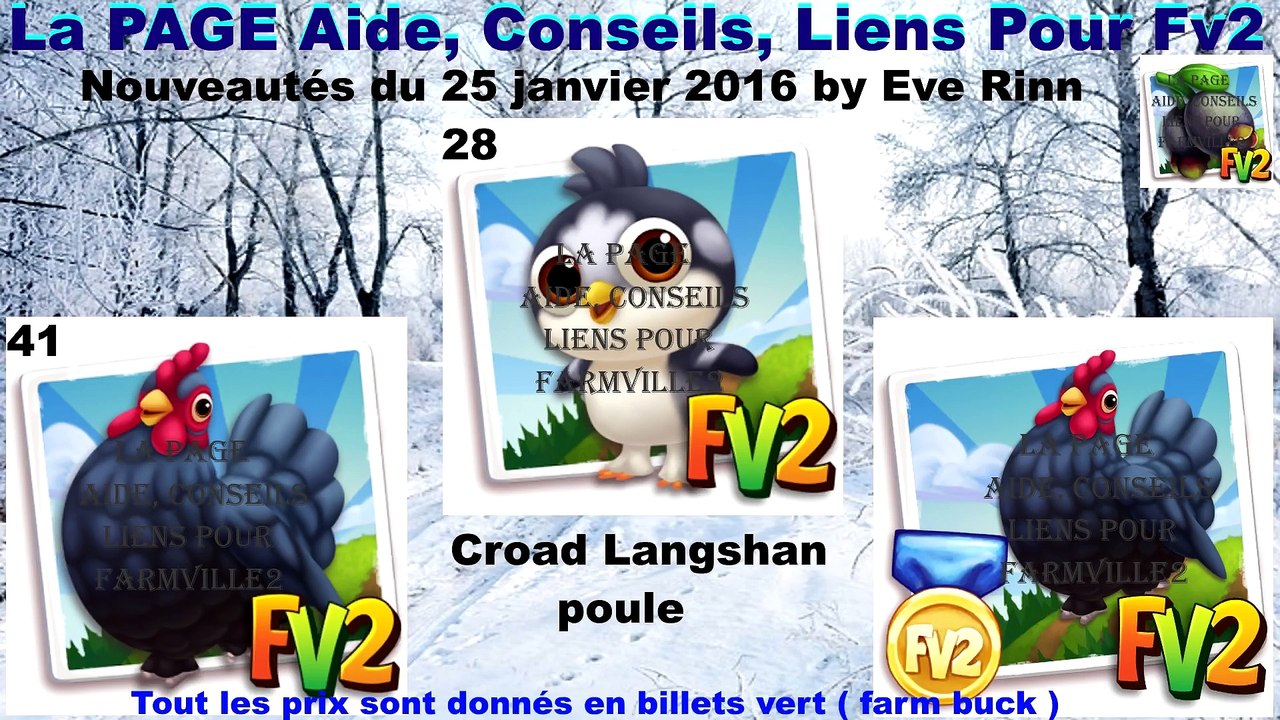 Farmville 2 Nouveautés du 25 janvier 2016