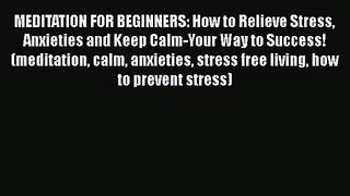 MEDITATION FOR BEGINNERS: How to Relieve Stress Anxieties and Keep Calm-Your Way to Success!