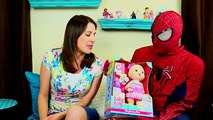 BABY ALIVE Vomit & Barf Doll Review of Bitsy Burpsy Baby & Pee Diaper with Spiderman & DisneyCarToys
