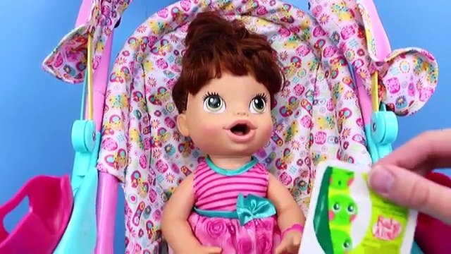 Baby Alive Stroller & Car Seat Travel System Lucy Doll Outing & Eating Baby Food + Diaper Poop
