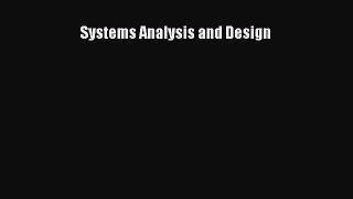 Read Systems Analysis and Design Ebook Free