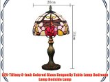 DFN-Tiffany 8-Inch Colored Glass Dragonfly Table Lamp Bedroom Lamp Bedside Lamp