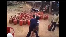 These Indian Guys Loading Gas Cylinders On A Truck is Beyond Amazing