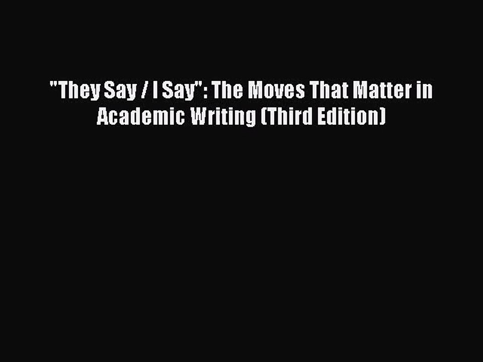 they say i say 3rd edition pdf download free
