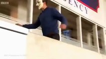 Masked fan tries to enter the Blackpool directors box