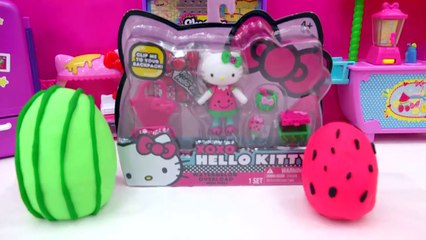 Hello Kitty Watermelon Overload Toy with 2 Playdoh Surprise Eggs Unboxing Vid