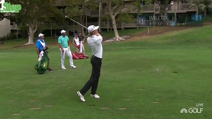 Will Wilcox Quick Wristy Swing Produces Nice Golf Shot 2015 Frys.com