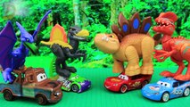 Jurassic World Dinosaurs Ride Disney Cars Lightning and Mater and Chased by Raptor and T-Rex