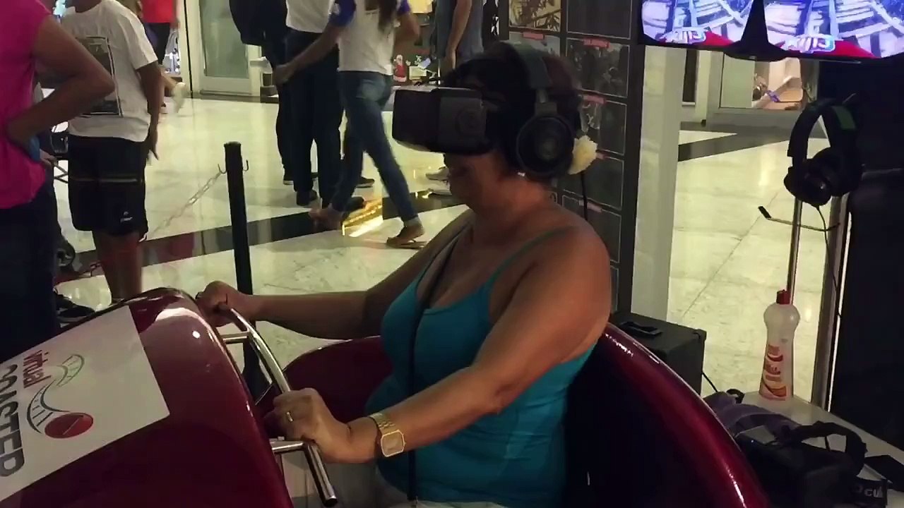 My mom trying the Oculus Rift