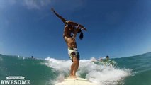 Incredible tandem surfing tricks! (People are Awesome)