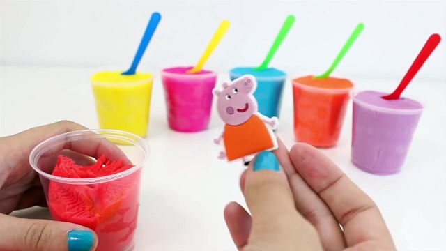 Play Doh Surprise Color Yogurt cups colored with Peppa Pig, Hello Kitty Disney Princess