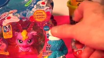 Kinder Surprise Eggs opened by Little Pet Shop Sweet Pop Fairy, Disney Sofia and Cookie Mo