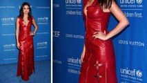 Selena Gomez Stuns in Red Leather Dress at Unicef Gala