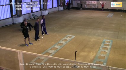 Second tour, premier tir de précision, Club Elite Masculin J8, Romans vs Montélimar, Sport-Boules, saison 2015-2016