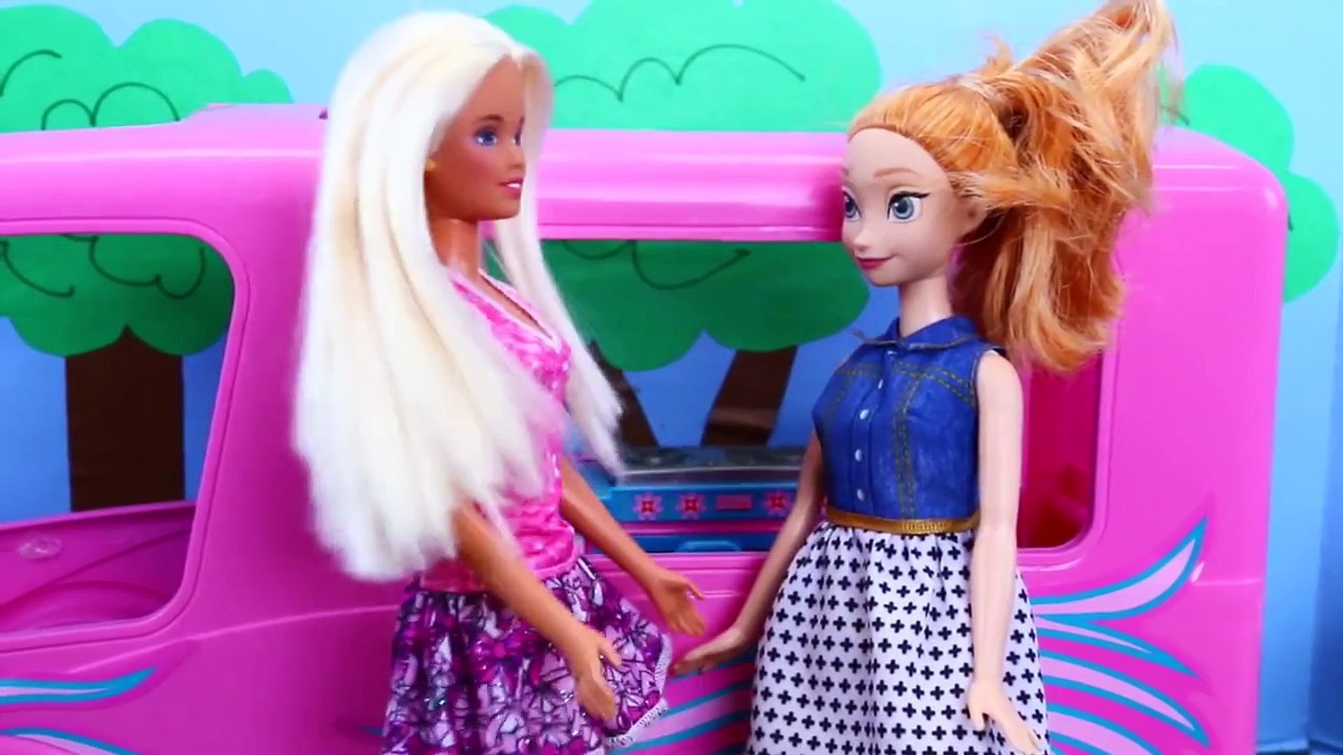 ⁣Barbie RV Camper Toy Review Barbie & Disney Princess Frozen Doll Anna + Camping Smores Dis