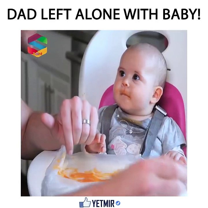 Dad left alone with baby lol
