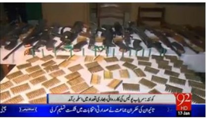 Quetta Main Bhari Tadad Main Asleha Baramad - 17 Jan 16 - 92 News HD