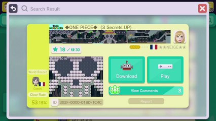 Super Mario Maker - Viewer Levels - Name: "◆ONE PIECE◆ (3 Secrets UP)" - ID: 302F-0000-018D-1C4C