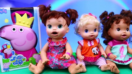Princess Peppas Jewelry Case Dress Up with Baby Alive Dolls for Coronation Makeover Disne