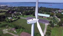 Drone Captures Man Sunbathing on Wind Turbine