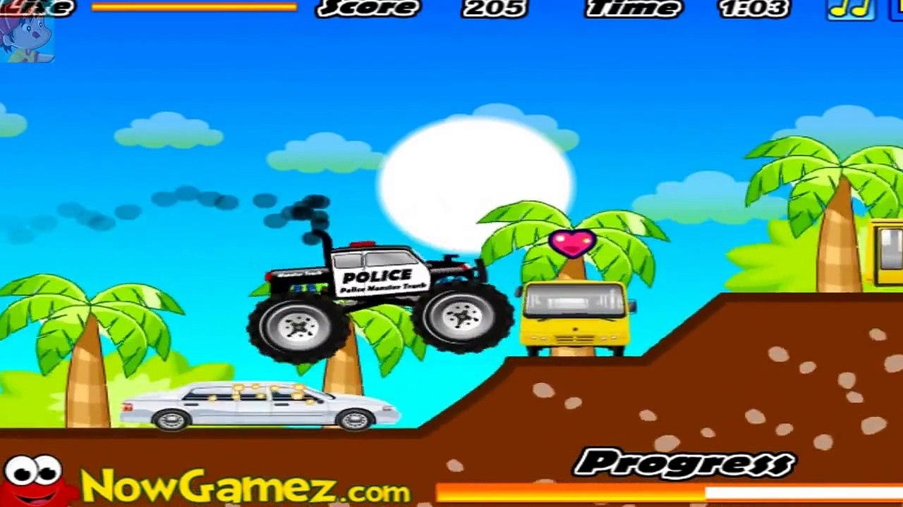 Polis Canavar Kamyonu Arbası Oyunu,Çizgi Filmi POLICE MONSTER TRUCK GAME