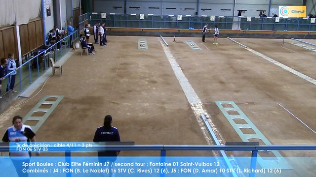 Second tir de précision, Second tour, Club Elite Féminin J7, Fontaine vs Saint-Vulbas, Sport-Boules, saison 2015-2016
