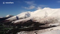 Stunning panoramic views of the snow-covered English Lake District