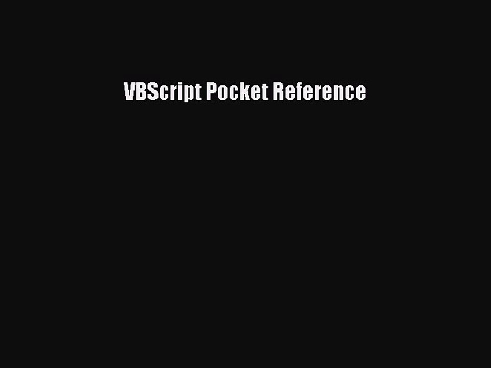 [PDF Download] VBScript Pocket Reference [PDF] Online