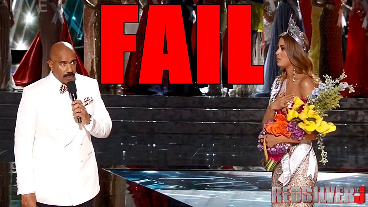 Steve Harvey Announces WRONG Winner of Miss Universe 2015 Awards FAIL (Redsilverj)