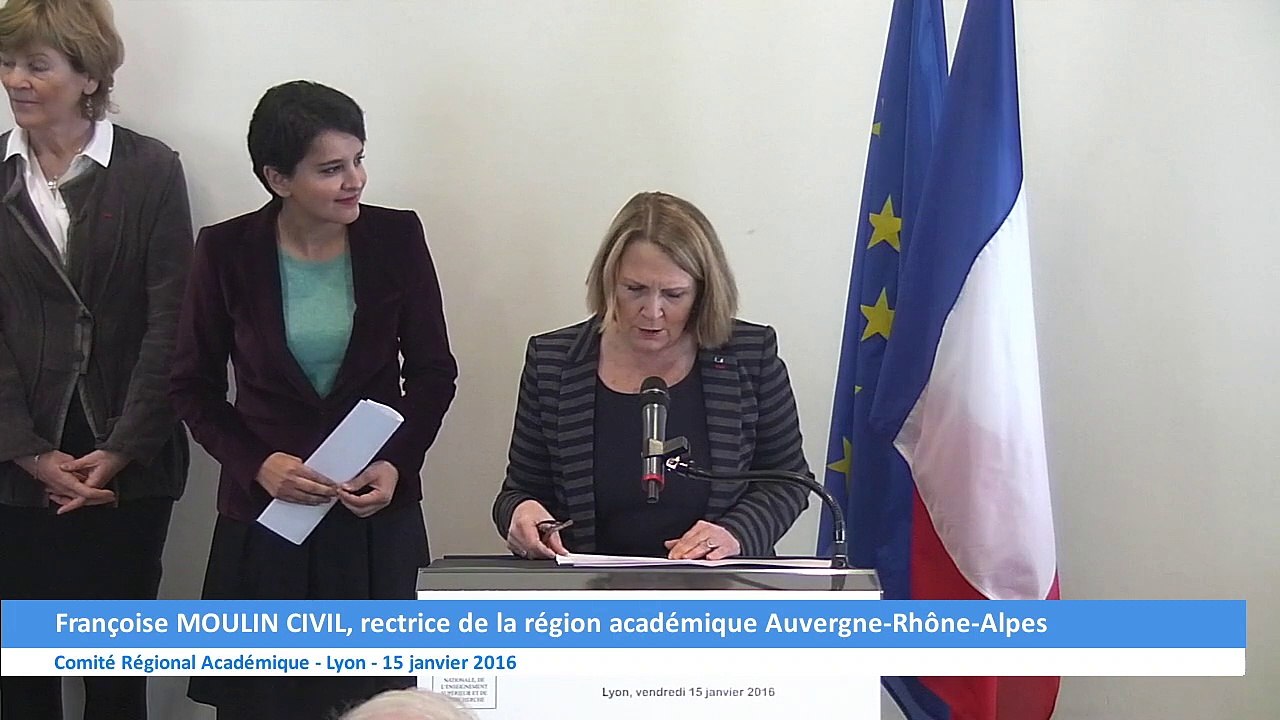 Voeux de la ministre de l'éducation nationale au nouveau comité régional académique (Discours Rectrice)