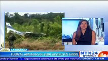 Fuerza Armada peruana destruye avioneta con cargamento de 90 kilos de cocaína