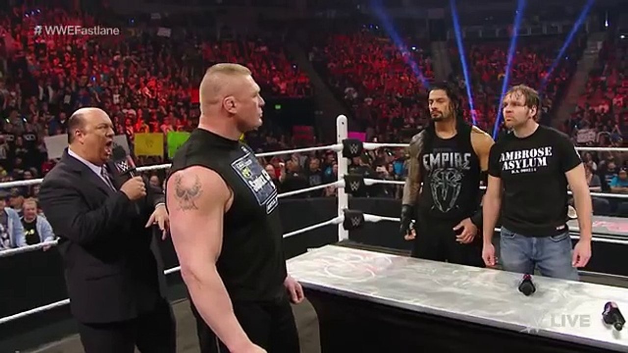 Dean Ambrose confronts Brock Lesnar during their WWE Fastlane contract signing: Raw, Feb. 8, 2016