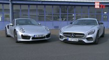 Porsche 911 Turbo S contra Mercedes AMG GT ¡en circuito!