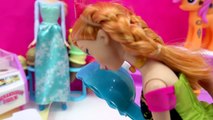 Disney Frozen Dolls Queen Elsa   Princess Anna Play Ice Cream Scoops Tower Game Toy Video
