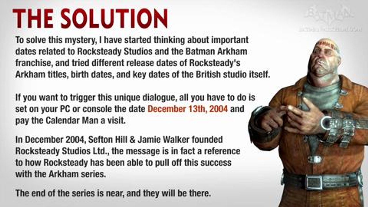 Batman Arkham City New Easter Egg   Calendar Man's Secret Message