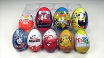 9 Surprise Eggs Unboxing, Kinder Zaini Cars 2 Spongebob Thomas...