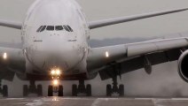 STORM !! Airbus A380 CROSSWIND Landing at Düsseldorf Big Planes
