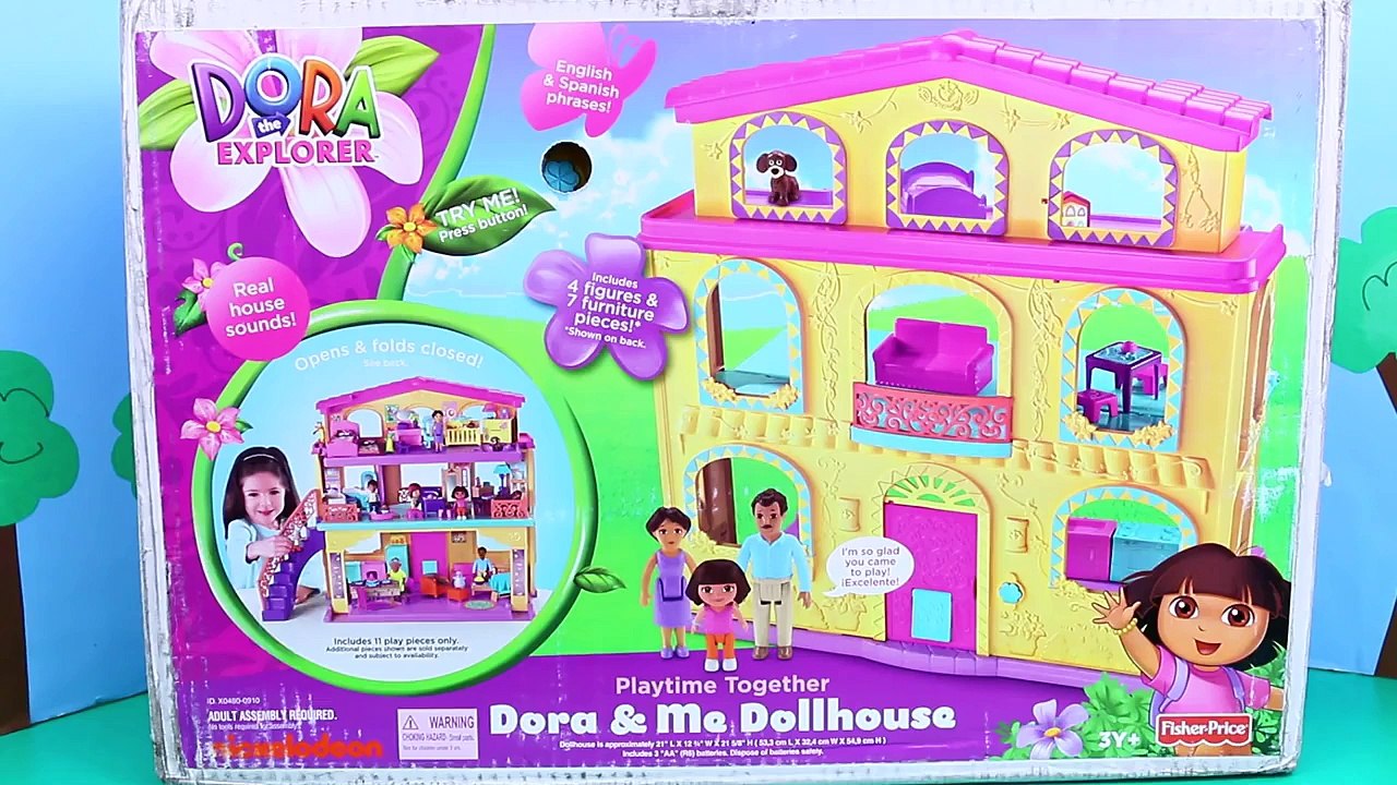 DORA THE EXPLORER Surprise Eggs Dora & Me Dollhouse + Play Doh Eggs Barbie Furniture